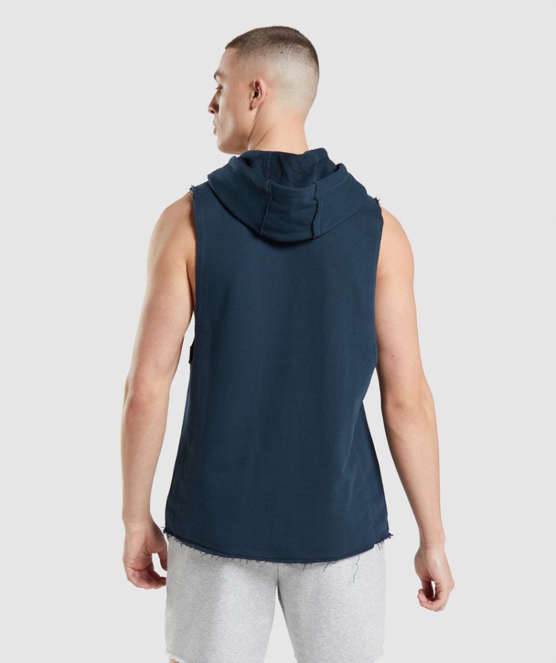 Men's Gymshark Legacy Drop Arm Hoodie Navy | CA 083D67